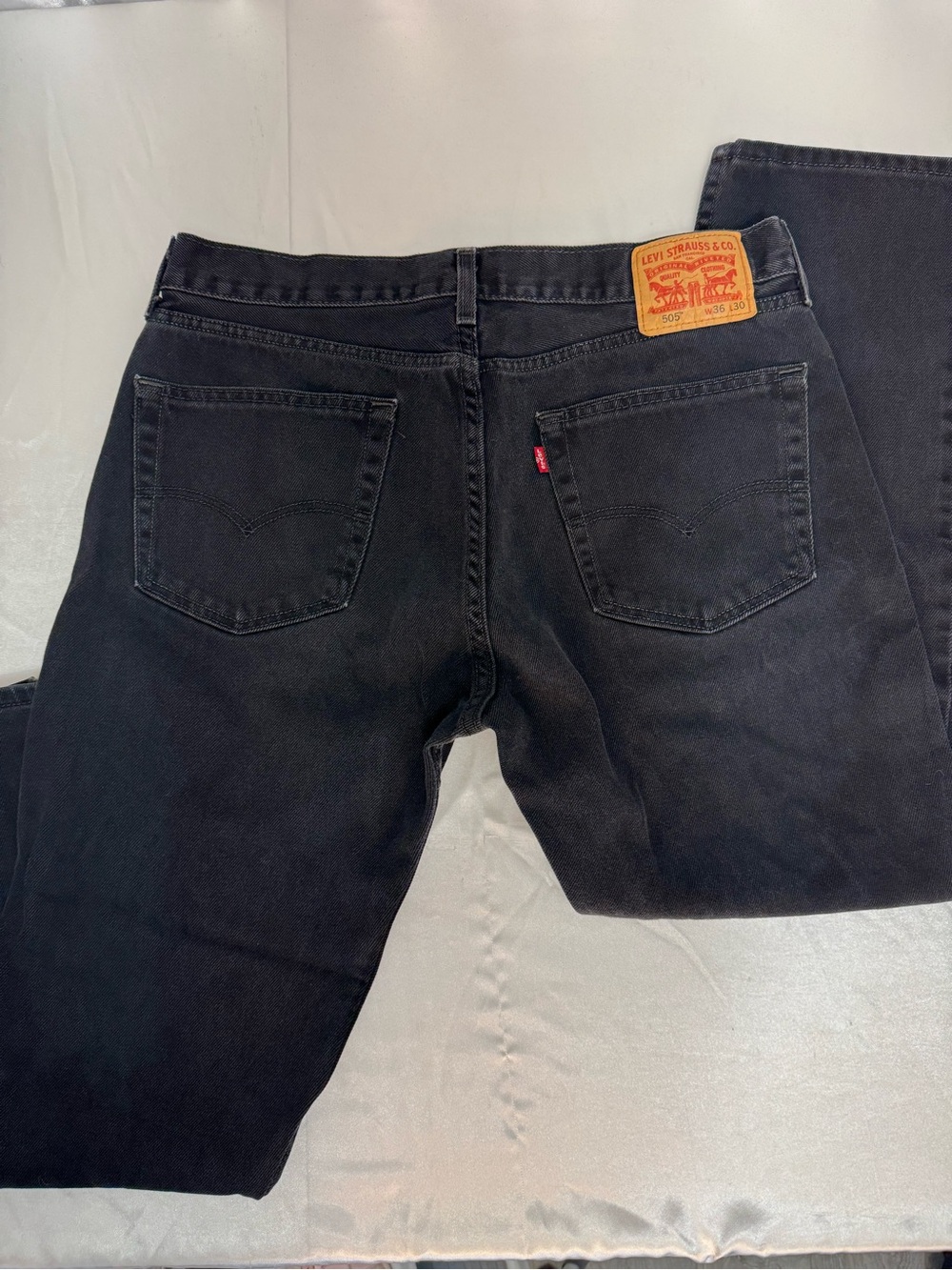 Levi Strauss Men's 505 Regular Straight Leg Fit Black Denim Jeans
